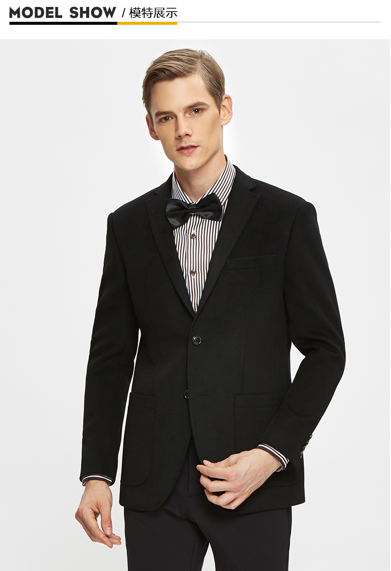 虎豹秋冬季男士抗皱西装外套男装加厚保暖青年时尚修身型小西装