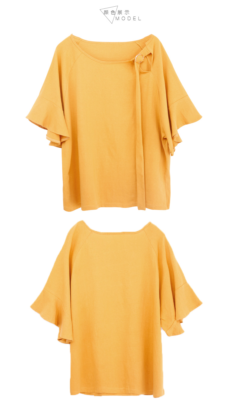 薇姬桑妮夏季新款短袖t恤女装韩版学生宽松显瘦喇叭袖上衣