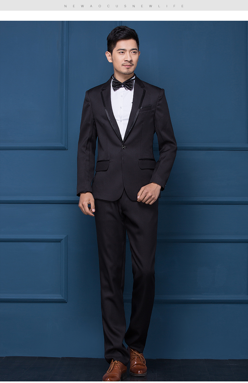 newlake男士单排扣西服套装修身新郎结婚礼服休闲韩版西装影楼拍照