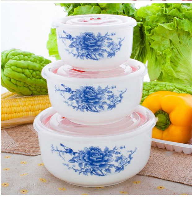 趣涉家居 大号骨瓷保鲜碗带盖饭盒泡面碗陶瓷碗餐具方便面大碗汤碗