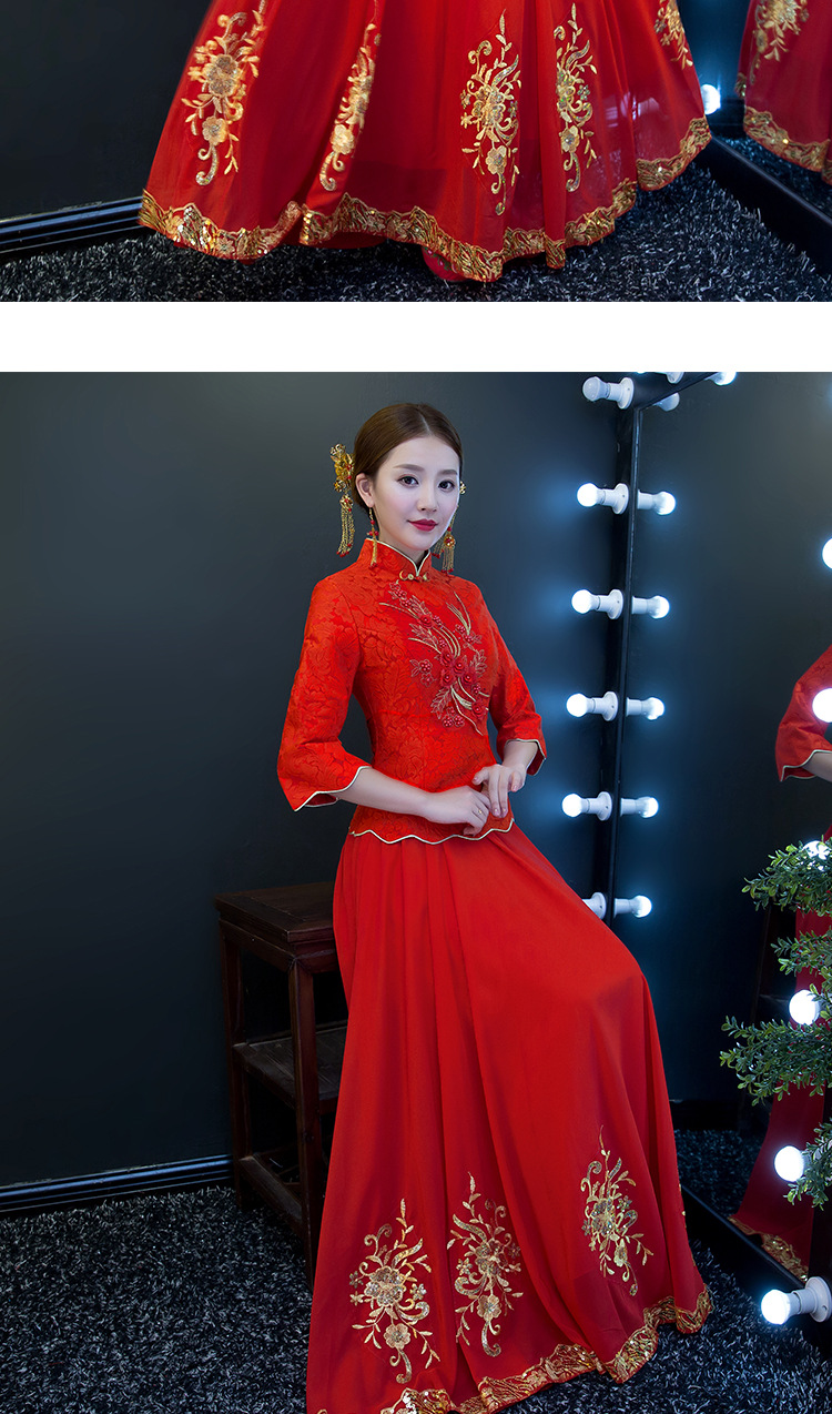 秀禾服新娘2018新款嫁衣龙凤褂中式婚纱古装敬酒服喜服显瘦旗袍秋