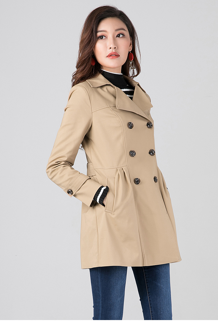 逸阳秋季西装领中长款风衣1002