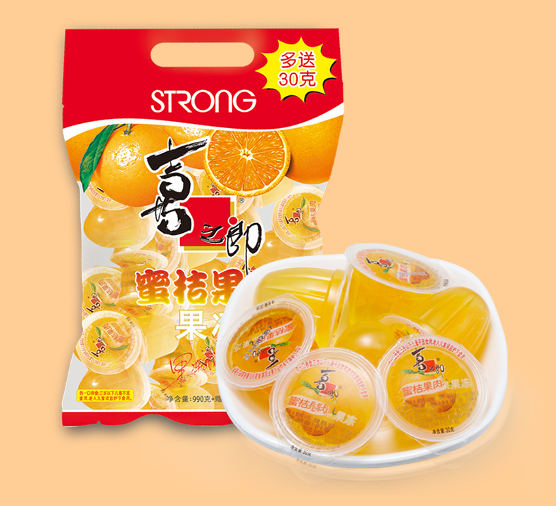 喜之郎蜜桔果肉果冻990g加送30g量贩装