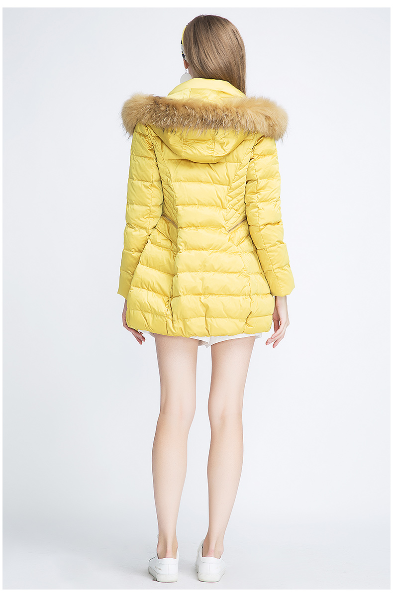 lagogo拉谷谷冬季新款连帽羽绒服女中长款加厚显瘦大毛领冬装外套