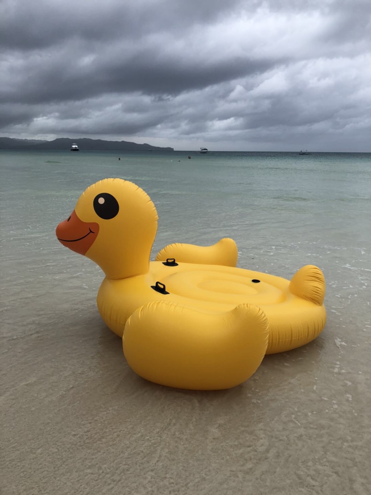 大黄鸭游泳圈坐骑双号水上充气玩具儿童小鸭子加厚浮床