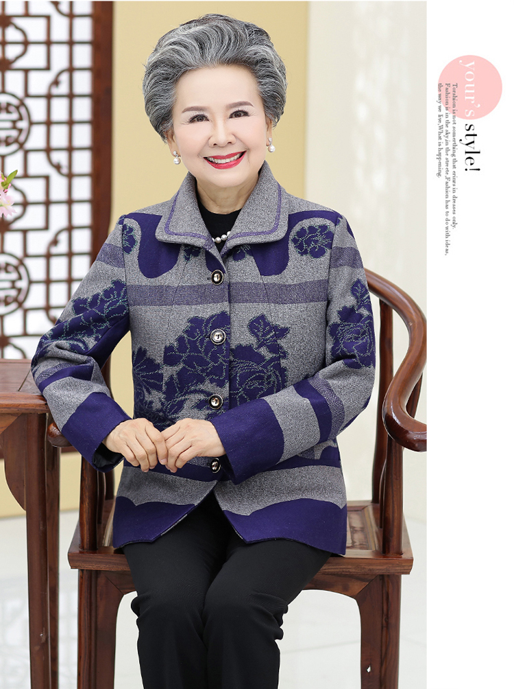 2018新品秋冬季中老年妈妈呢子外套60岁70中老年女装大码上衣奶奶装大