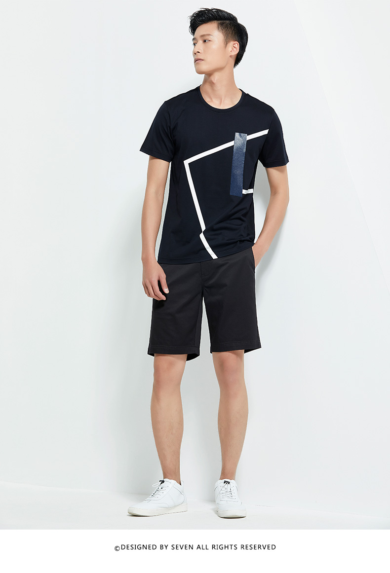 柒牌seven男装纯色五分裤男士短裤时尚休闲简约中裤青年