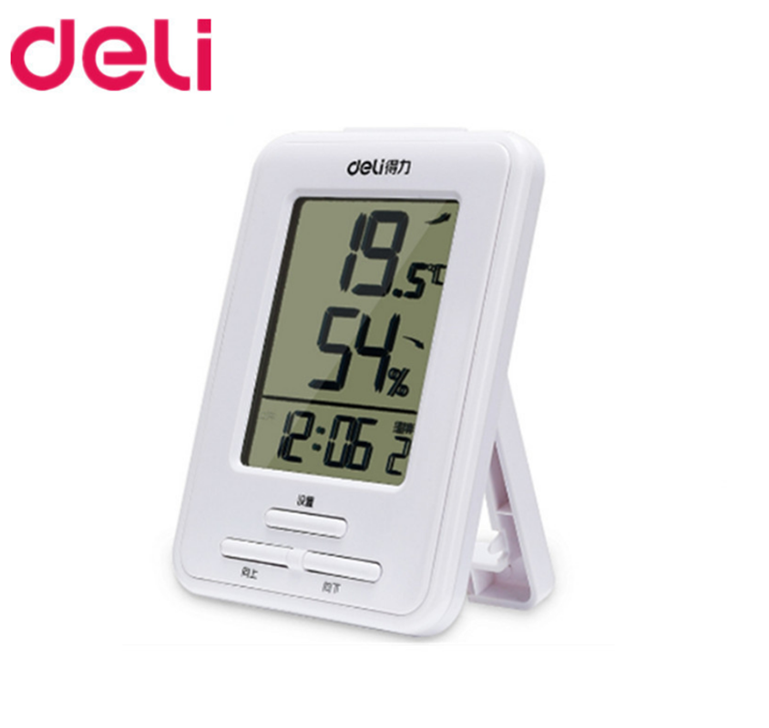 得力(deli)办公文具9018 得力 9018温湿度计白色lcd闹钟时间医院婴儿