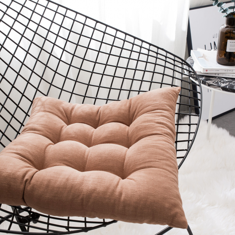 日式纯色简约棉麻椅子加厚坐垫子办公室座垫学生椅垫餐椅垫屁股垫