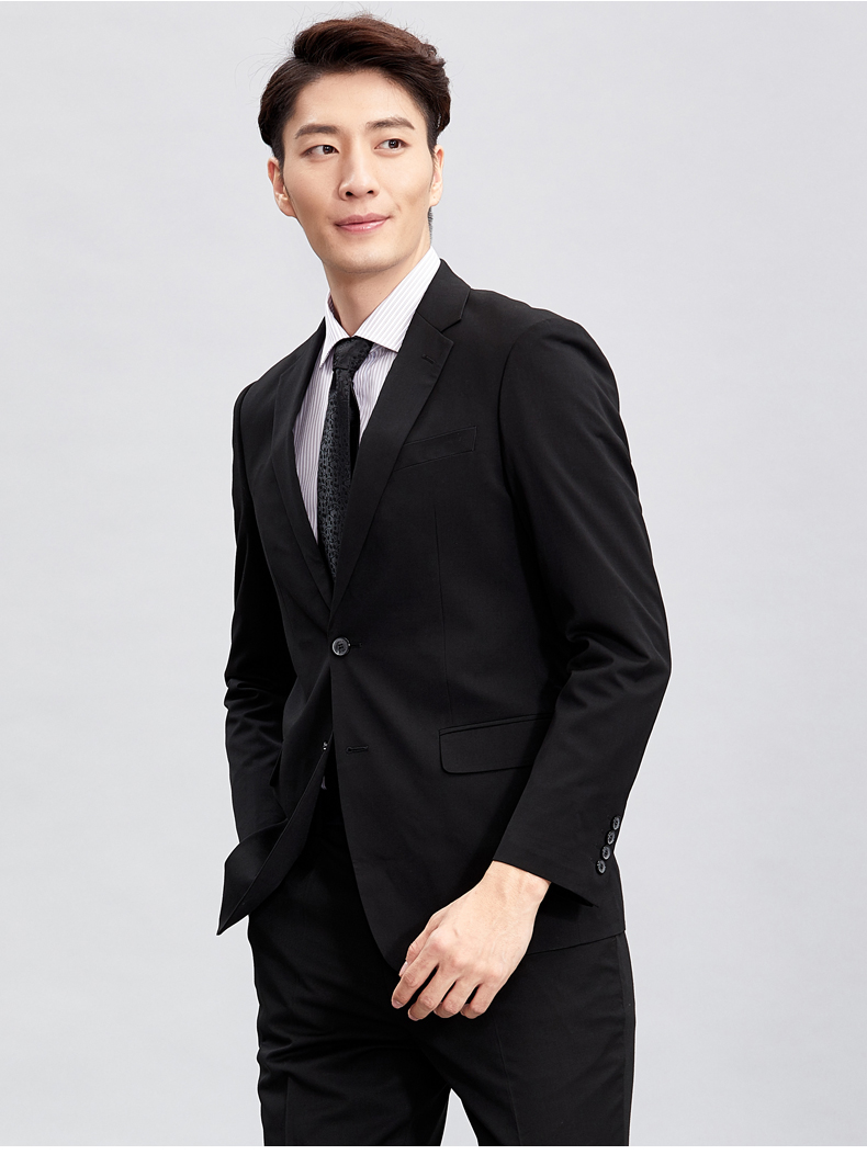 才子男装tries西服套装男士新款黑色西服商务休闲正装新郎礼服