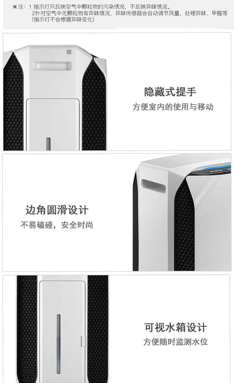 富士通将军(Fujitsu)空气净化器ACSQ36EHA-W静电集尘终生水洗无耗材带加湿净化器