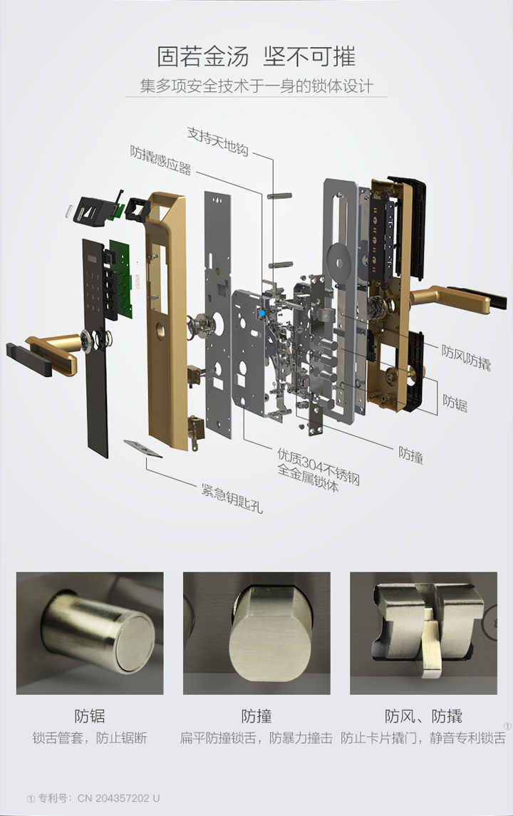 中兴ztehl636智能门锁指纹锁防盗门锁家用别墅大门电子密码锁远程手机
