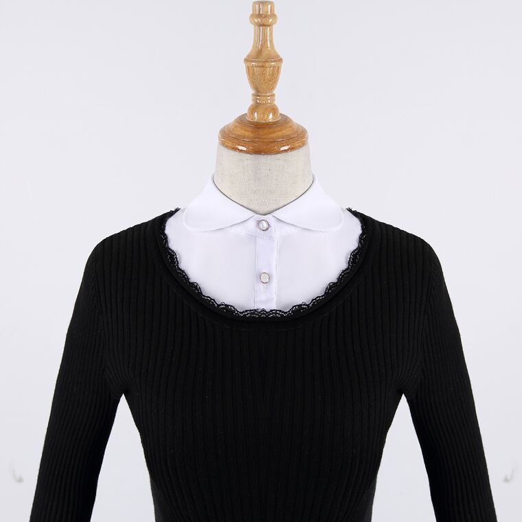 mtiny立领子女衬衫韩国百搭蕾丝春秋冬季衬衣领装饰领针黑白包邮