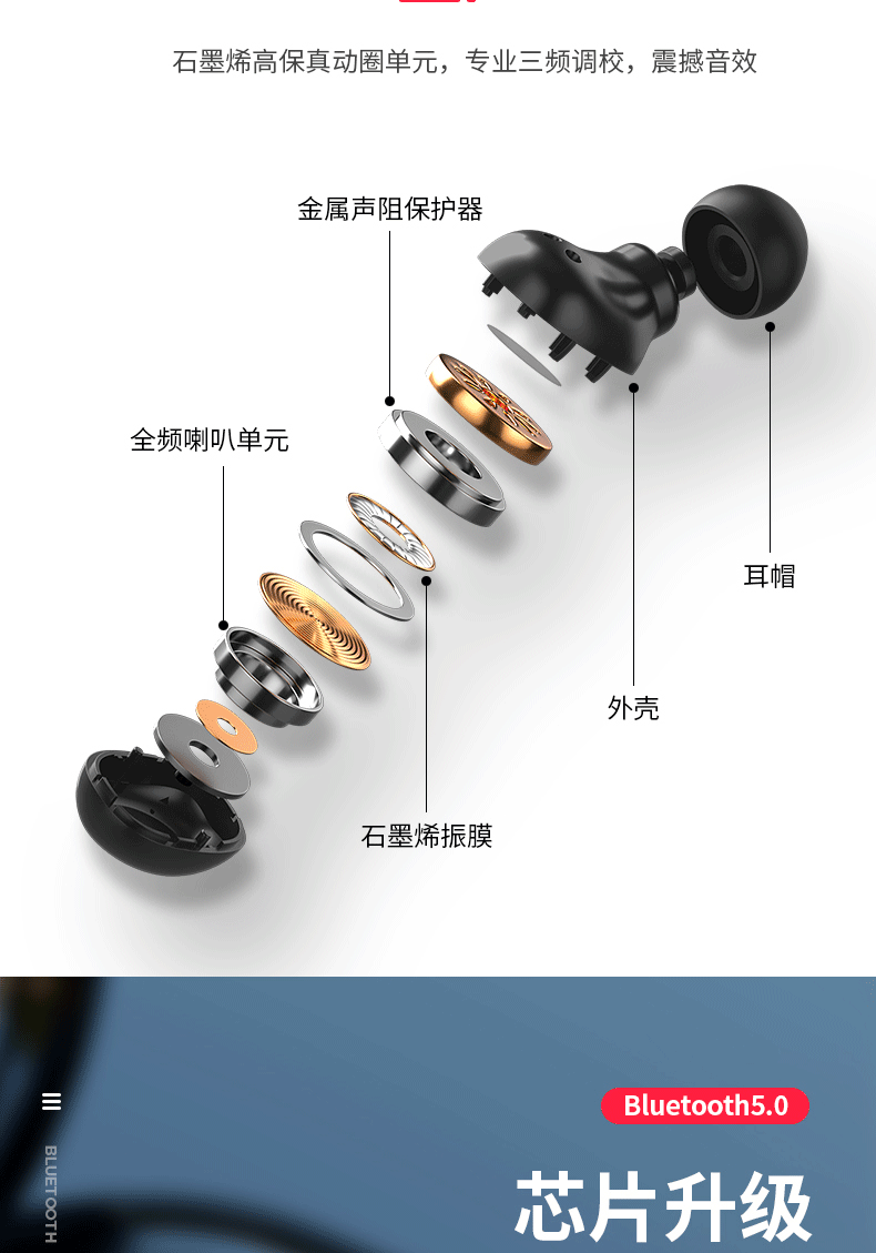 mct2真无线蓝牙耳机降噪运动迷你音乐跑步隐形游戏双耳入耳式适用于