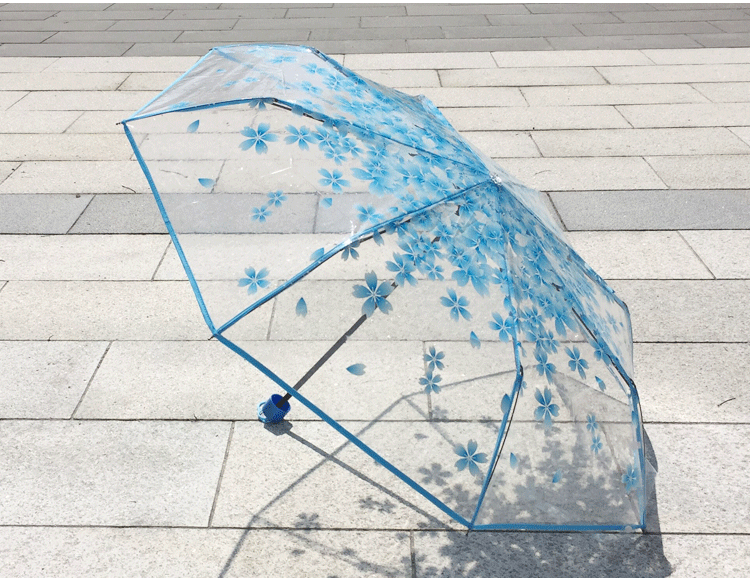 封后日本樱花伞透明雨伞女韩国小清新学生加厚情侣伞三折叠女神创意伞