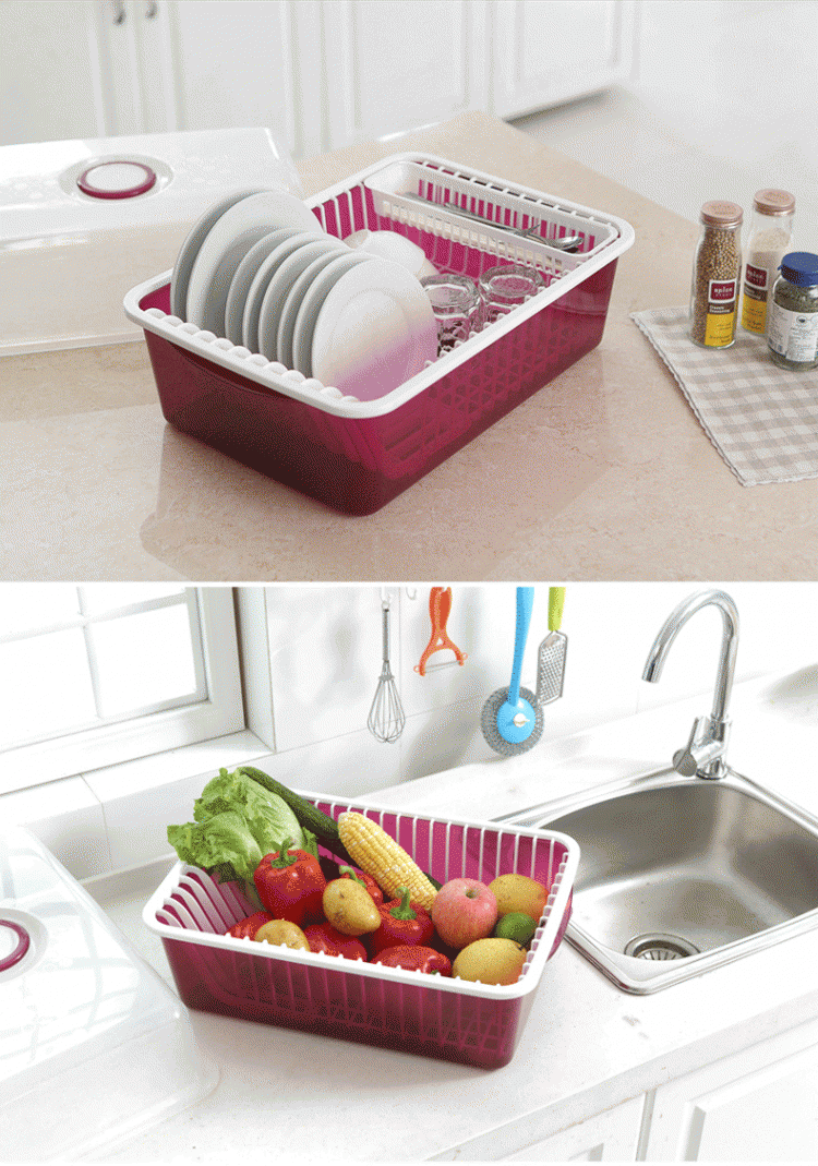 欣颖家居碗柜塑料厨房沥水碗架带盖碗筷餐具收纳盒放碗碟架滴水碗架