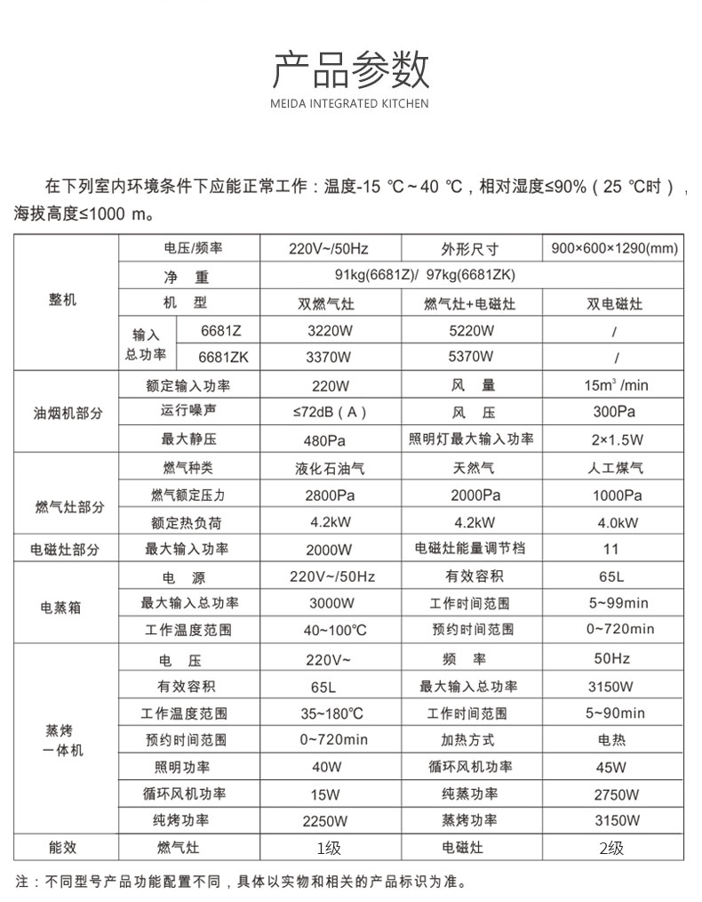 meida/美大集成灶f6z/6681z蒸箱款家用燃气灶油烟机蒸箱消毒柜一体机