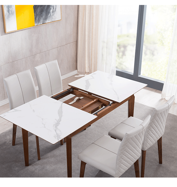 芝华仕简约现代餐厅可伸缩长方形餐桌椅组合家用小户型家具pt012 一桌