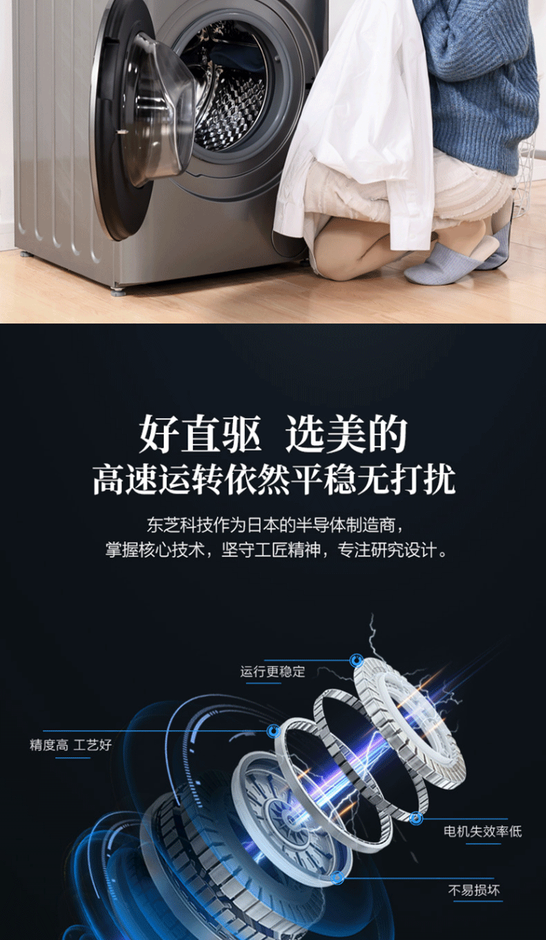 美的(midea)mg100t2wadqcy全自动滚筒洗衣机10公斤家用 高温消毒洗衣