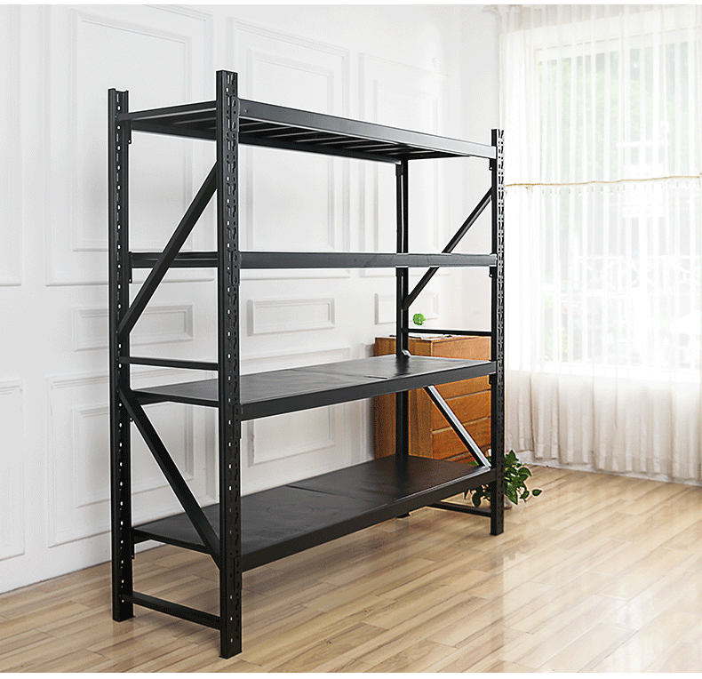 黑色货架仓储家用置物架多层铁架子仓库储物货架展示架自由组合