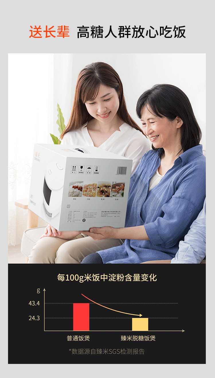 臻米(zhenmi)电饭煲x1 臻米脱糖降糖米汤电饭煲电饭