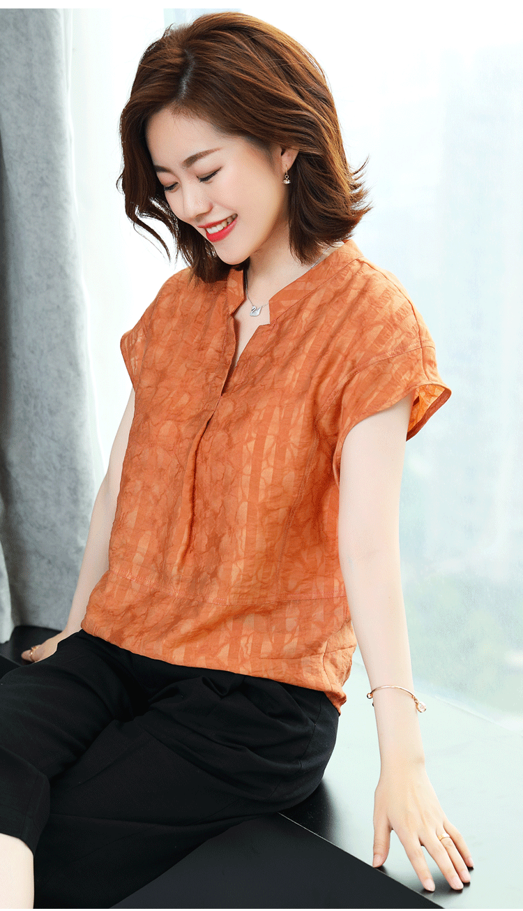 opzc女士t恤 棉麻短袖t恤女宽松韩版2018新款小衫半截袖夏装亚麻衬衫