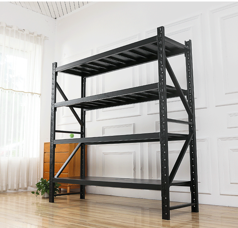 黑色货架仓储家用置物架多层铁架子仓库储物货架展示架自由组合