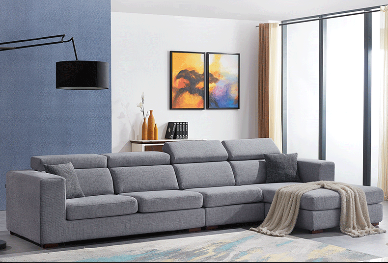 royal皇朝家私布艺沙发客厅贵妃组合三人位北欧简约免洗棉麻布qcbs