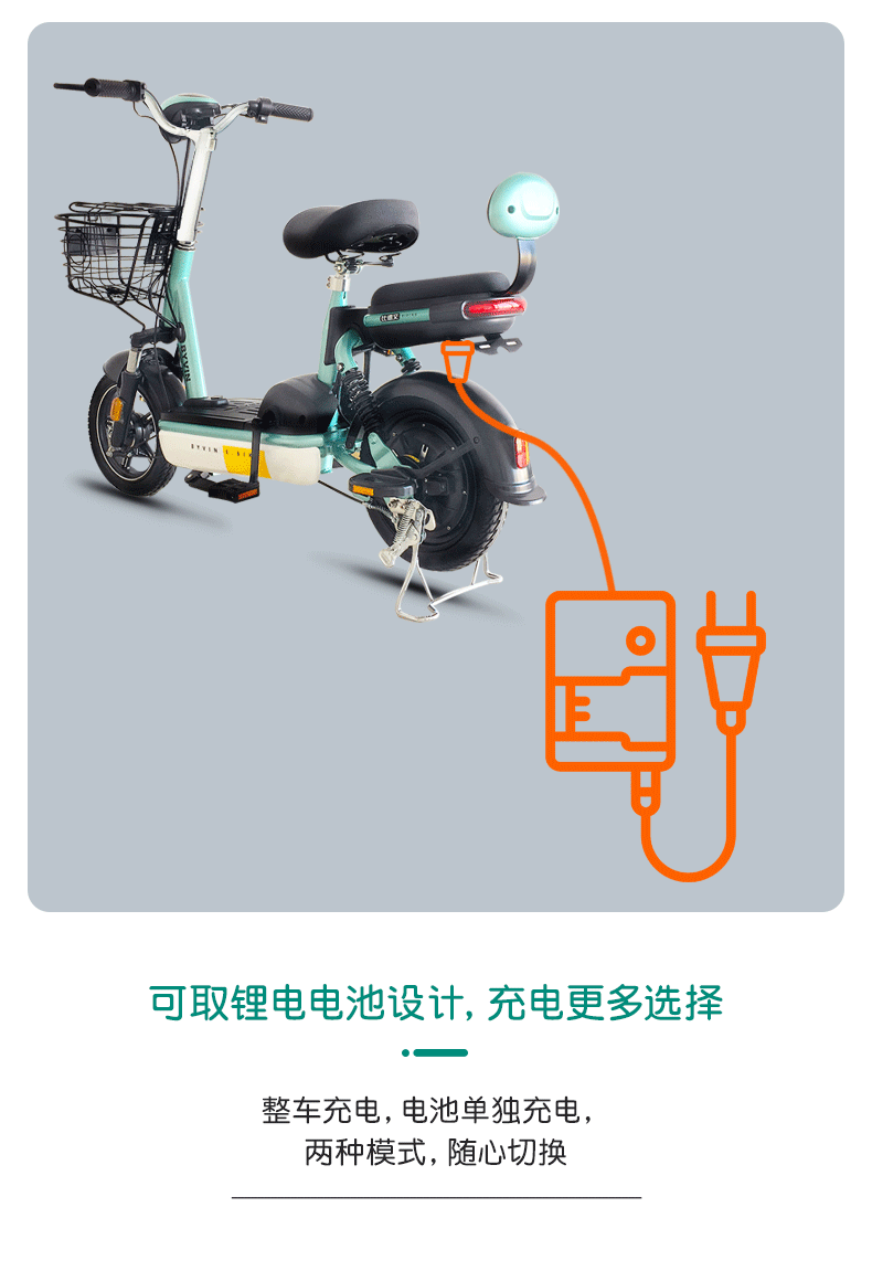 比德文锂电池电动车电池可取充电48v电瓶车男女电动自行车代步车助力