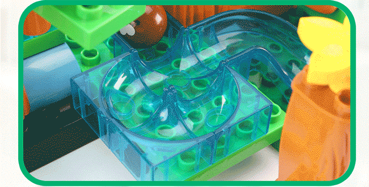 欢乐客丛林透明滑道模型130pcs宝宝大号颗粒拼装积木36岁玩具f3110