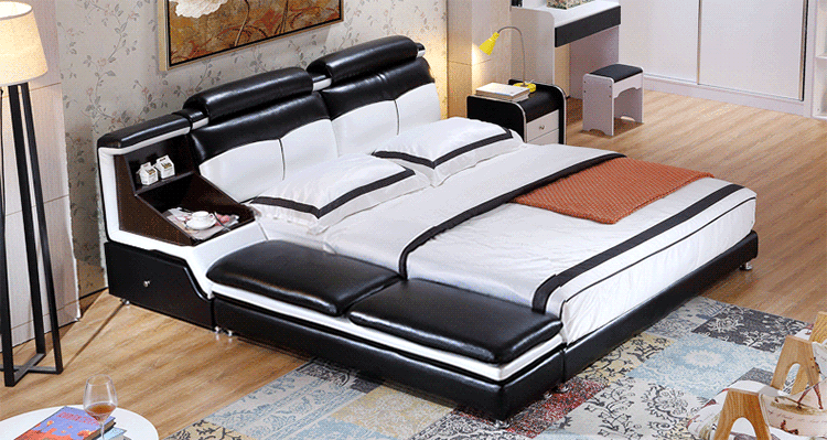 布雷尔buleier 皮床双人床皮艺床软体床卧室家具组合榻榻米储物婚床